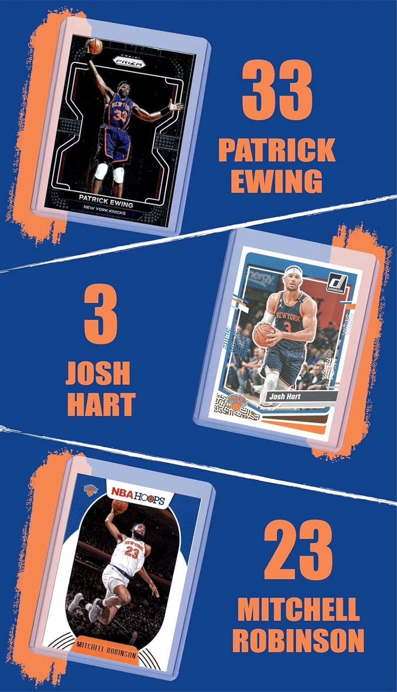 Chaser New York Knicks Cards: Karl-Anthony Towns, Jalen Brunson, Mikal Bridges, OG Anunoby, Josh Hart, Mitchell Robinson, Patrick Ewing ASSORTED Basketball Stars & GOATs Trading Cards and Wristbands Gift Pack - Image 4